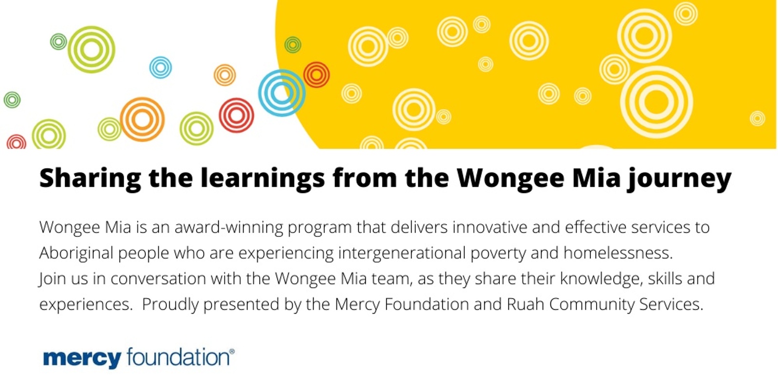 Banner image for Wongee Mia: Sharing the learnings