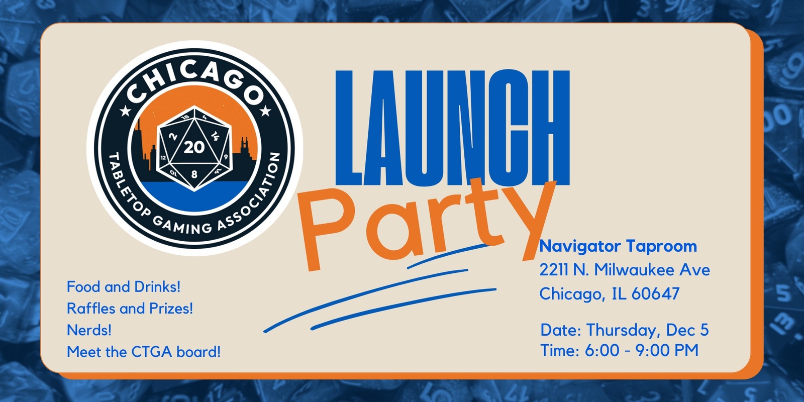 Banner image for Chicago Tabletop Gaming Association Launch Party