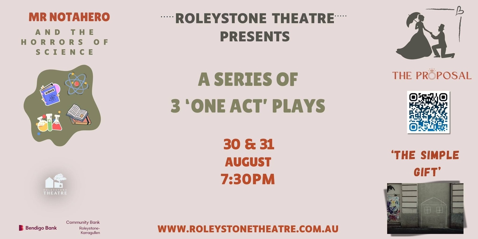 Banner image for Roleystone Theatre Presents: A Series of 3 'One Act' Plays