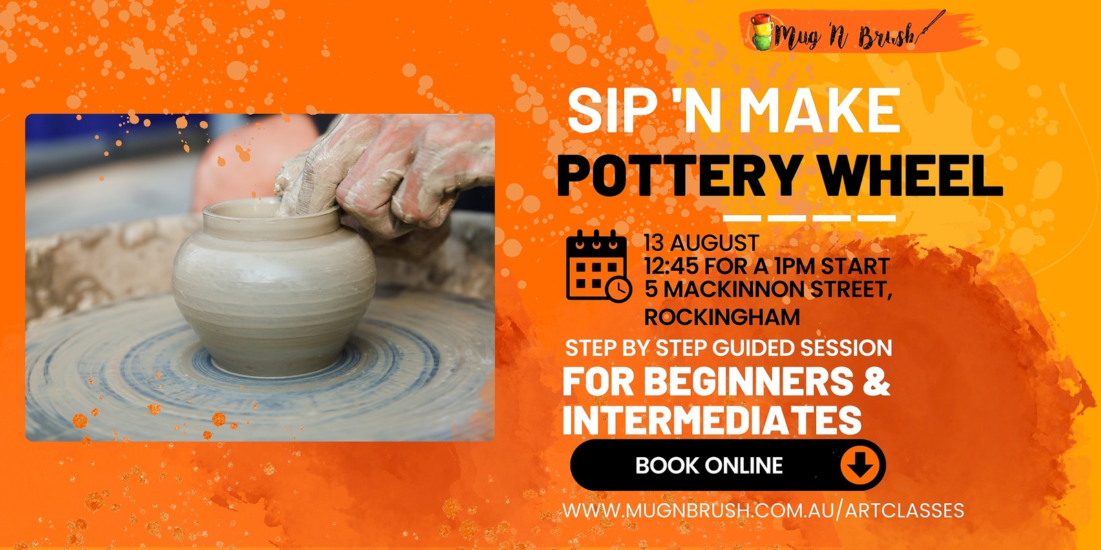 Banner image for Sip 'n Make - Wheel throwing  - Beginners and intermediate (Sunday Session)