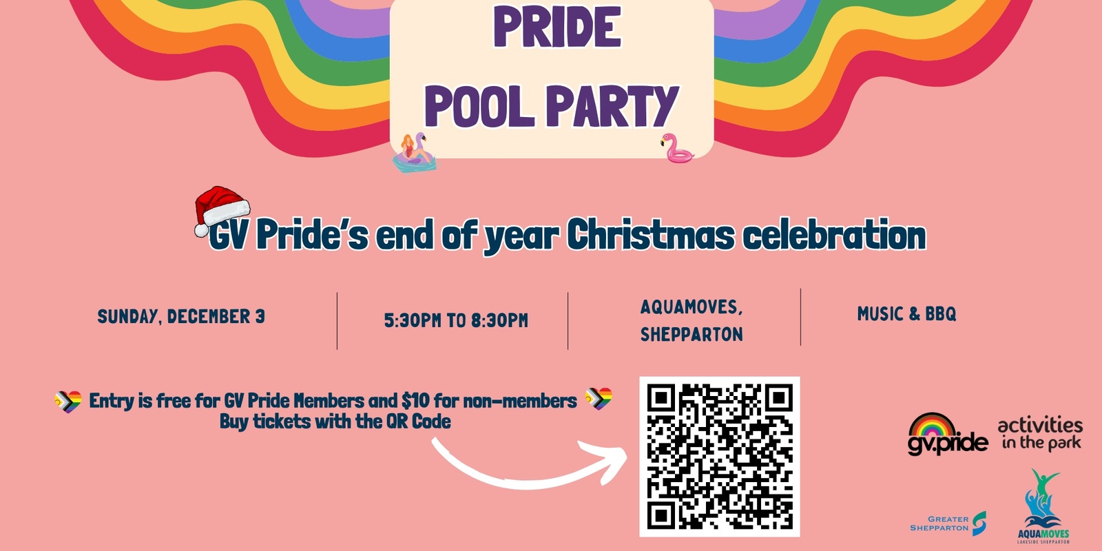 Banner image for GV Pride end-of-year Christmas pool-party