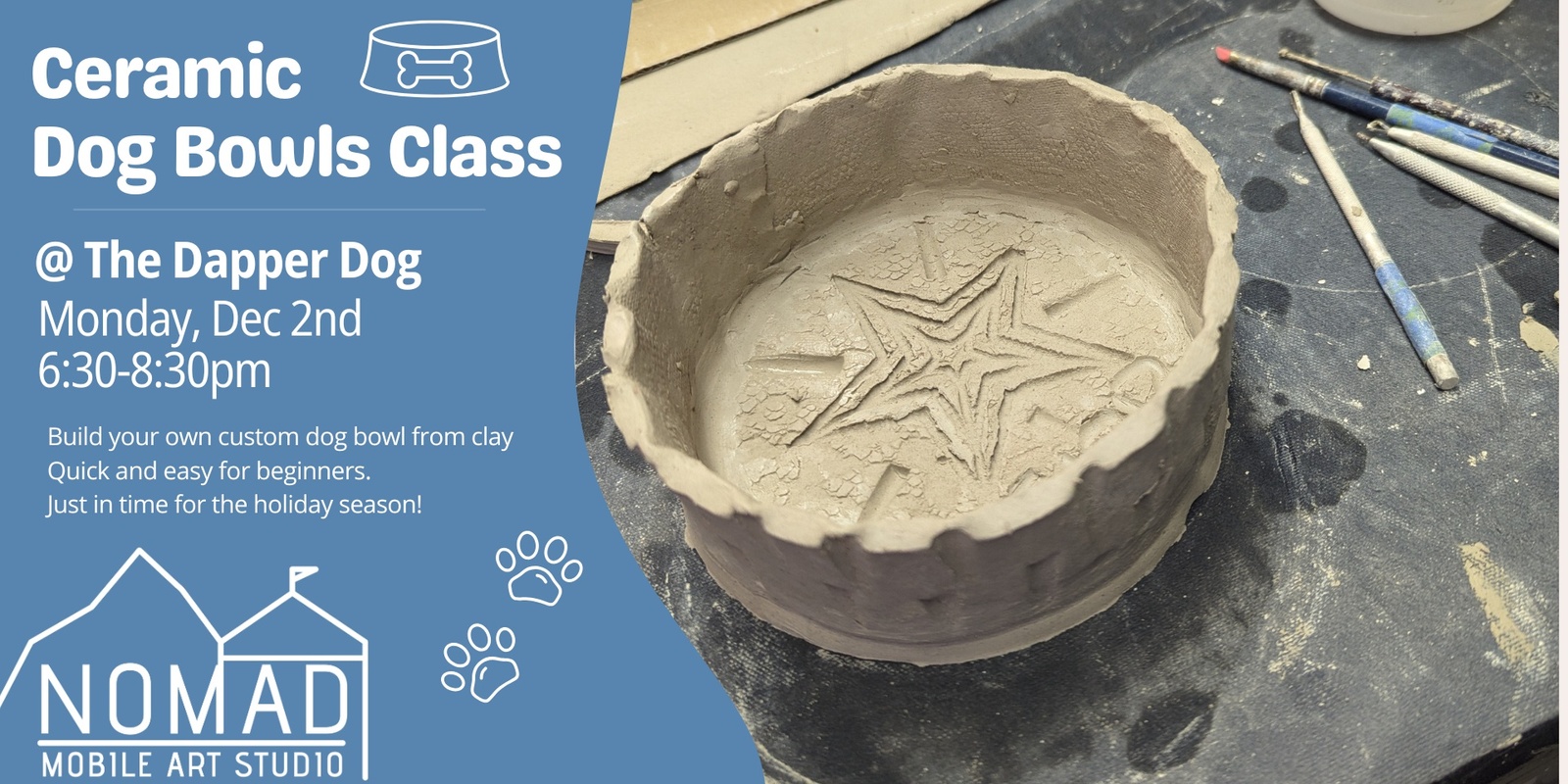 Banner image for Ceramic Dog Bowls Class @ The Dapper Dog