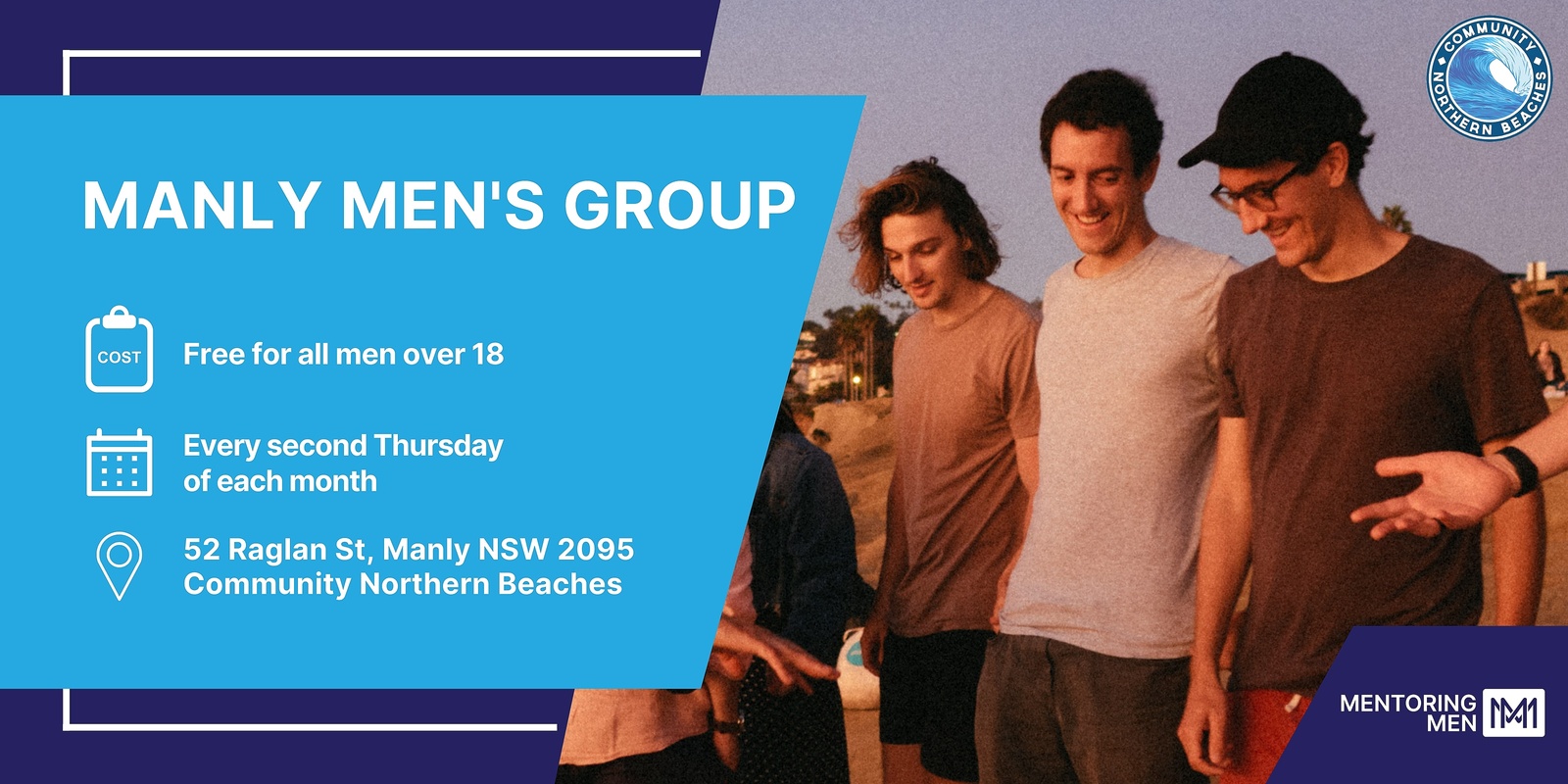Banner image for Manly Men's Group - Thu 11 April 10am-12pm at 52 Raglan St