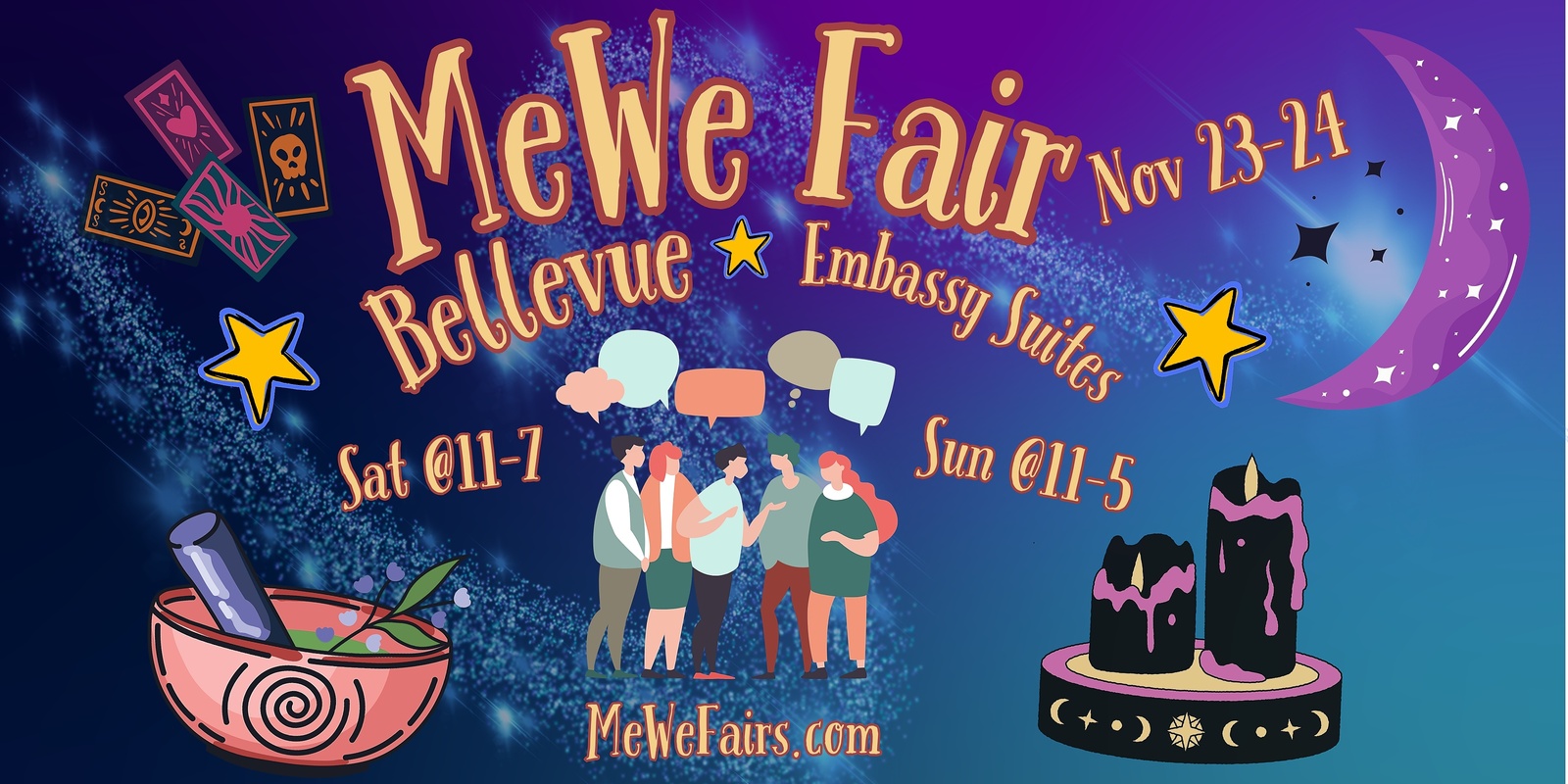 Banner image for Magickal Metaphysics & Wellness MeWe Fair + Gem Show in Bellevue, 90 Booths / 45 Talks 11/23-24/24