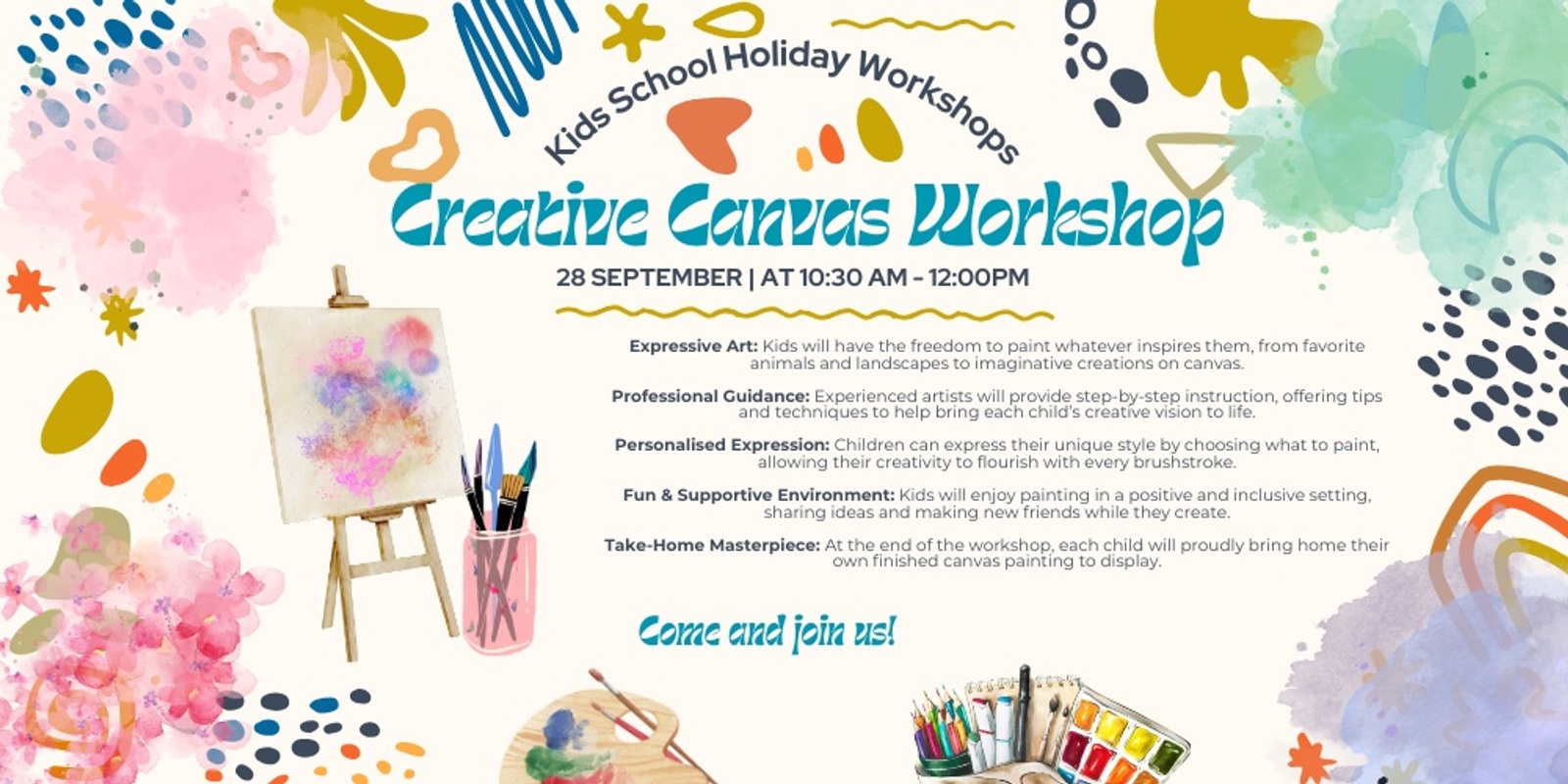 Banner image for School Holiday : Creative Canvas Workshop for Kids 