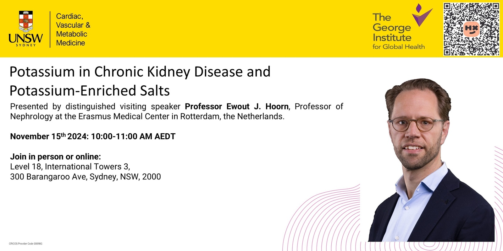 Banner image for Potassium in Chronic Kidney Disease and Potassium-Enriched Salts - Presented by Professor Ewout J. Hoorn