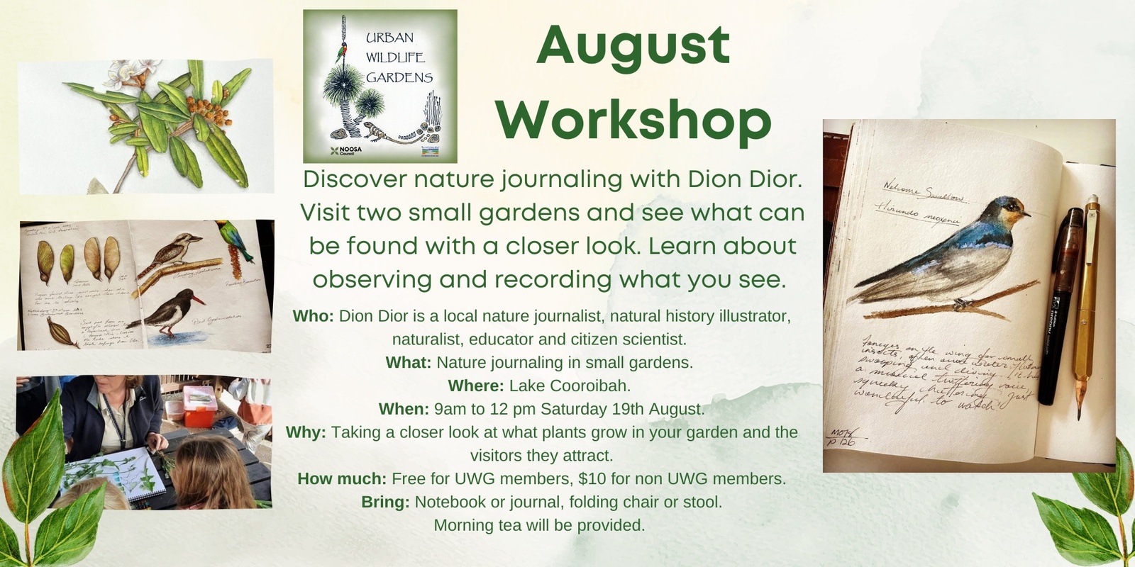 Banner image for August Workshop: Nature Journaling with Dion Dior