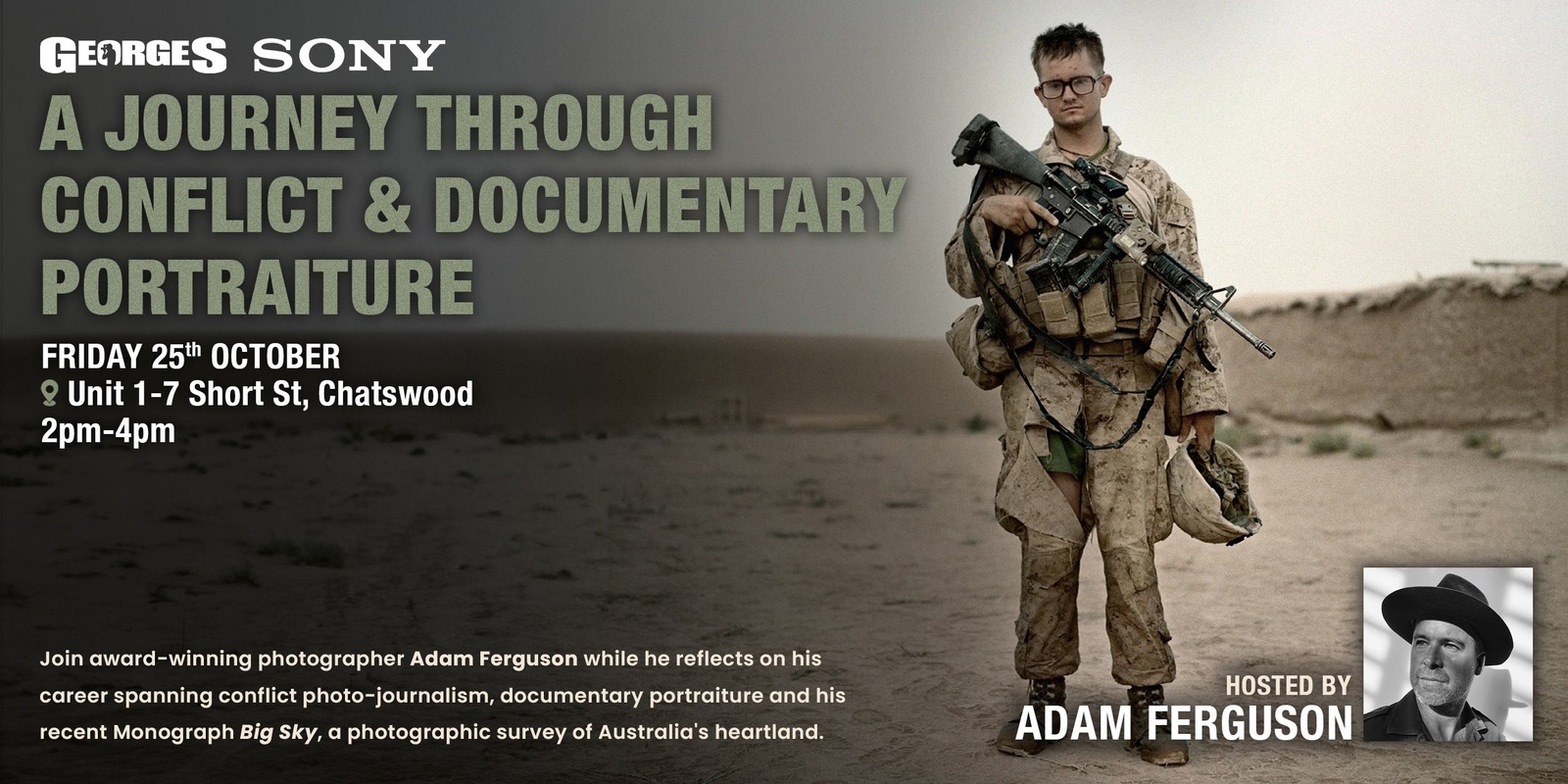 Banner image for A JOURNEY THROUGH CONFLICT & DOCUMENTARY PORTRAITURE - With Adam Ferguson 