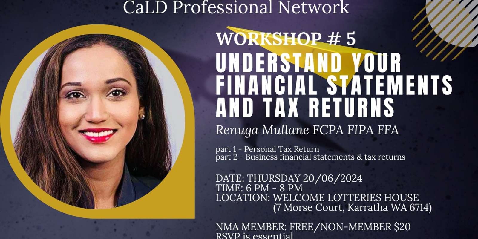 Banner image for CaLD Professional Workshop - Understand Your Financial Statements and Tax Returns