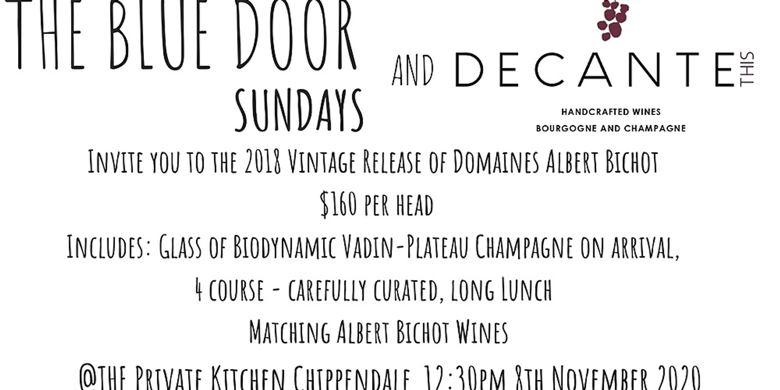 Banner image for Blue Door Sundays & Decante This present 2018 Vintage Release of Albert Bichot