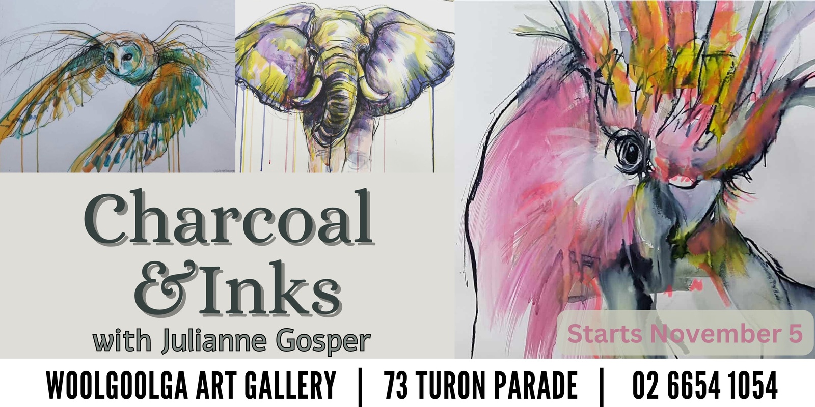 Banner image for Charcoal & Inks with Julianne Gosper (6 weeks) 24T4