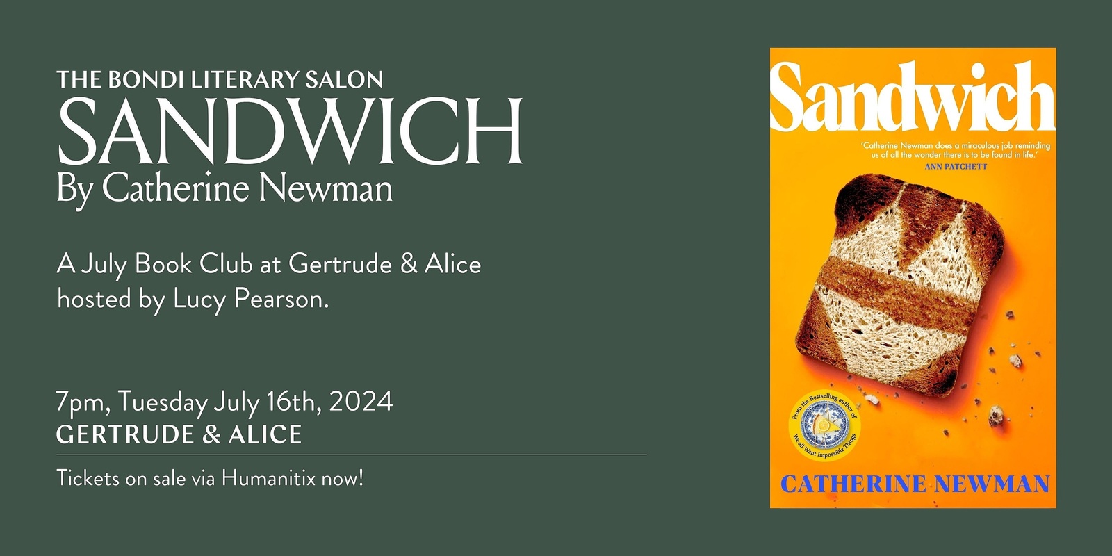 Banner image for Bondi Literary Salon July Book Club: Sandwich by Catherine Newman