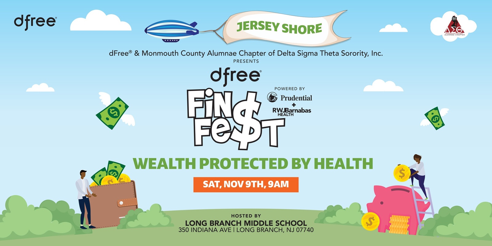 Banner image for dfree® and Delta Sigma Theta present dfree® FinFE$T powered by Prudential and RWJBarnabas Health 