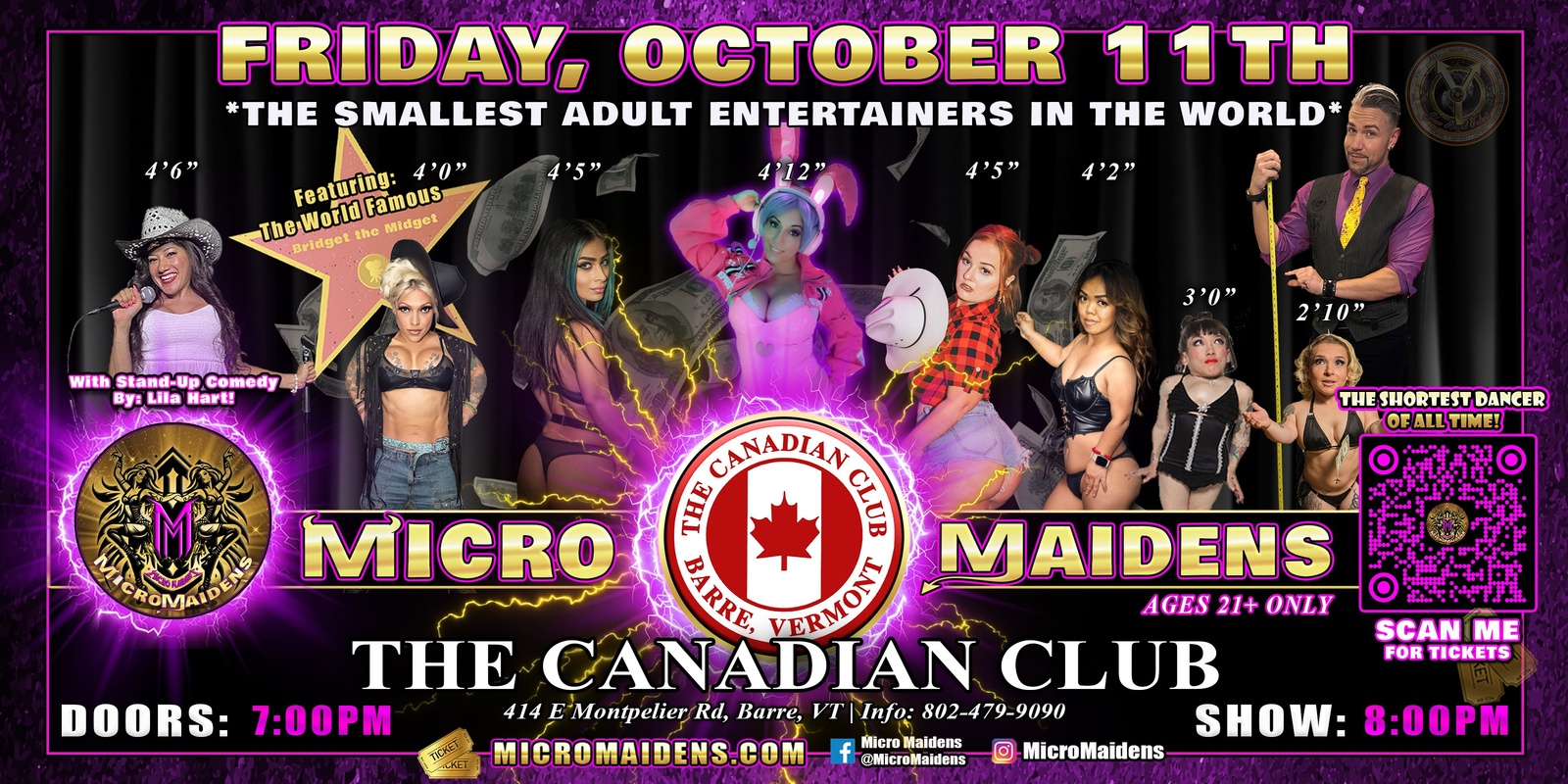 Banner image for Barre, VT - Micro Maidens: Dwarf Dancers @ Canadian Club! "Must Be This Tall to Ride!"