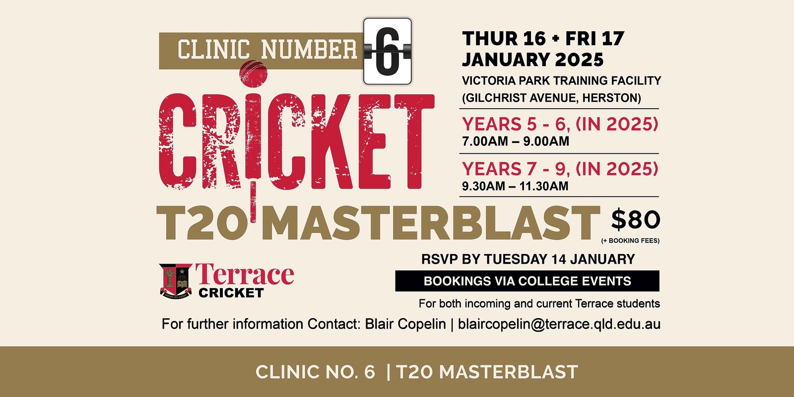 Banner image for Terrace Cricket Holiday Clinic #6 | T20 Masterblast