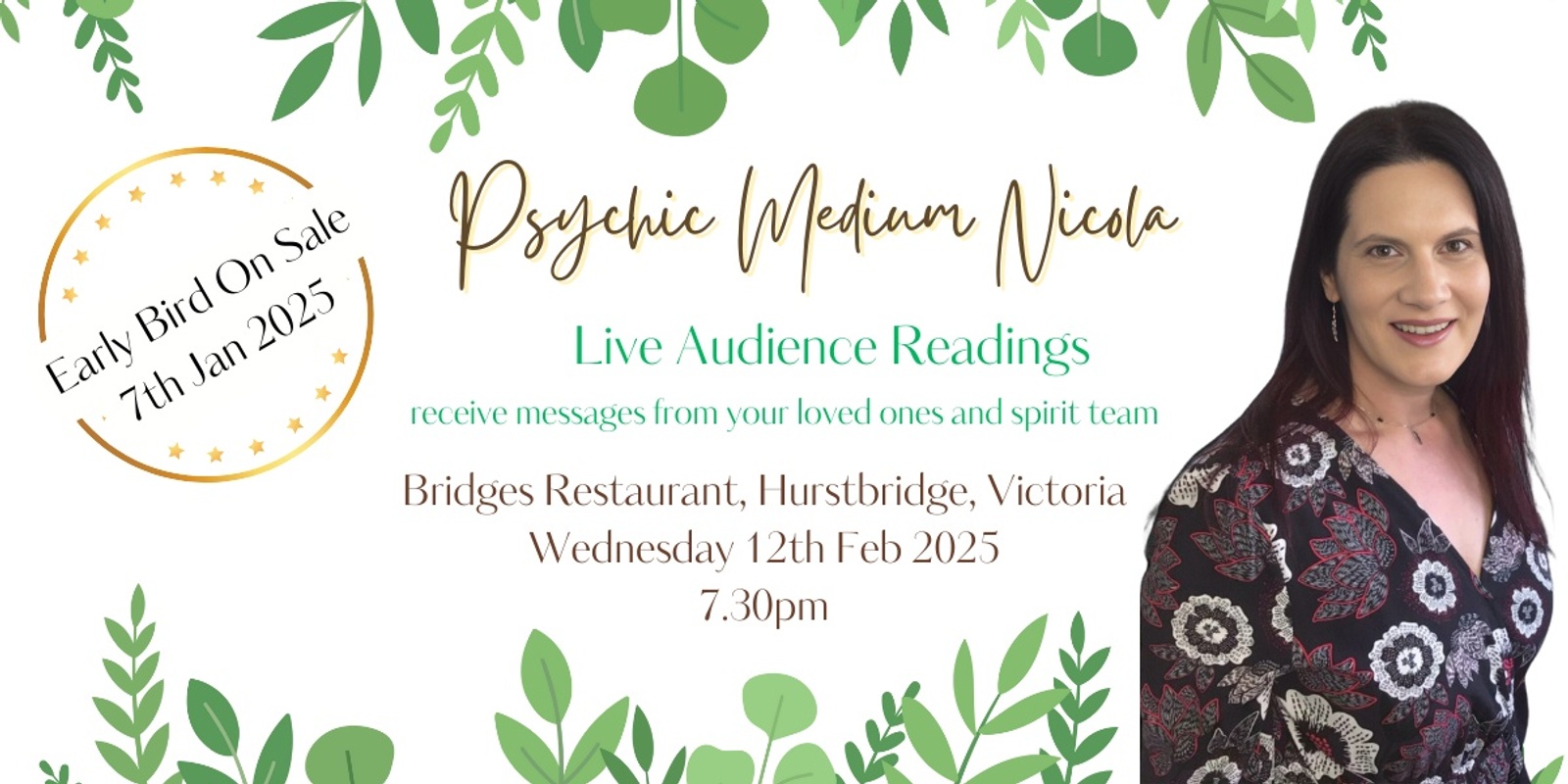 Banner image for Audience Readings with Psychic Medium Nicola - in HURSTBRIDGE