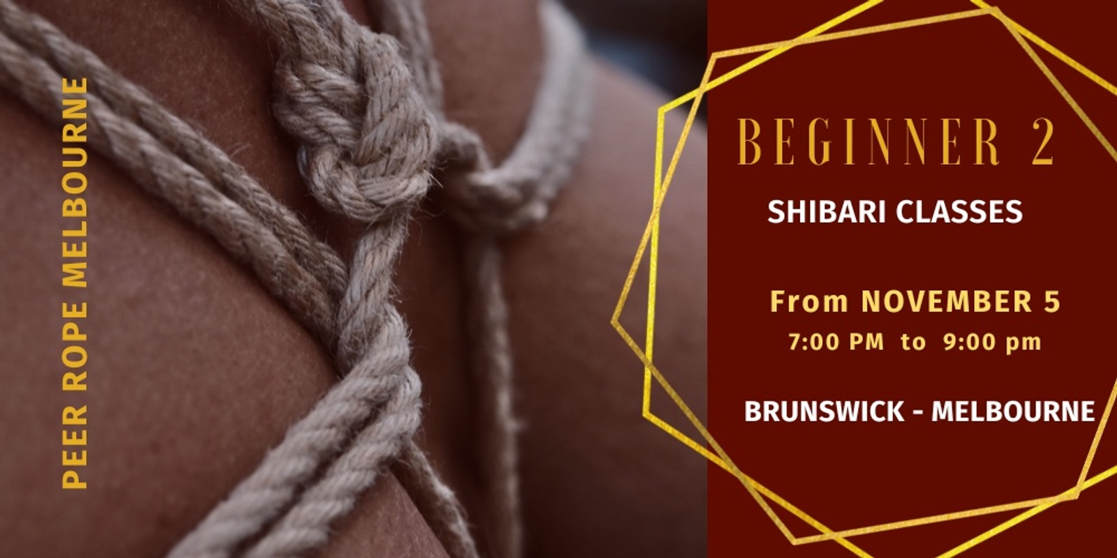 Banner image for November Beginner 2 Rope classes - Peer Rope Melbourne