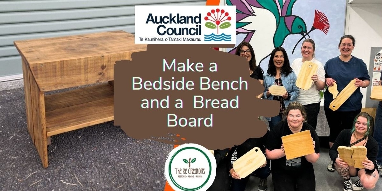 Banner image for Make a Bedside Bench and a Bread Board, West Auckland RE: MAKERSPACE, Saturday 8 February, 10am-4pm