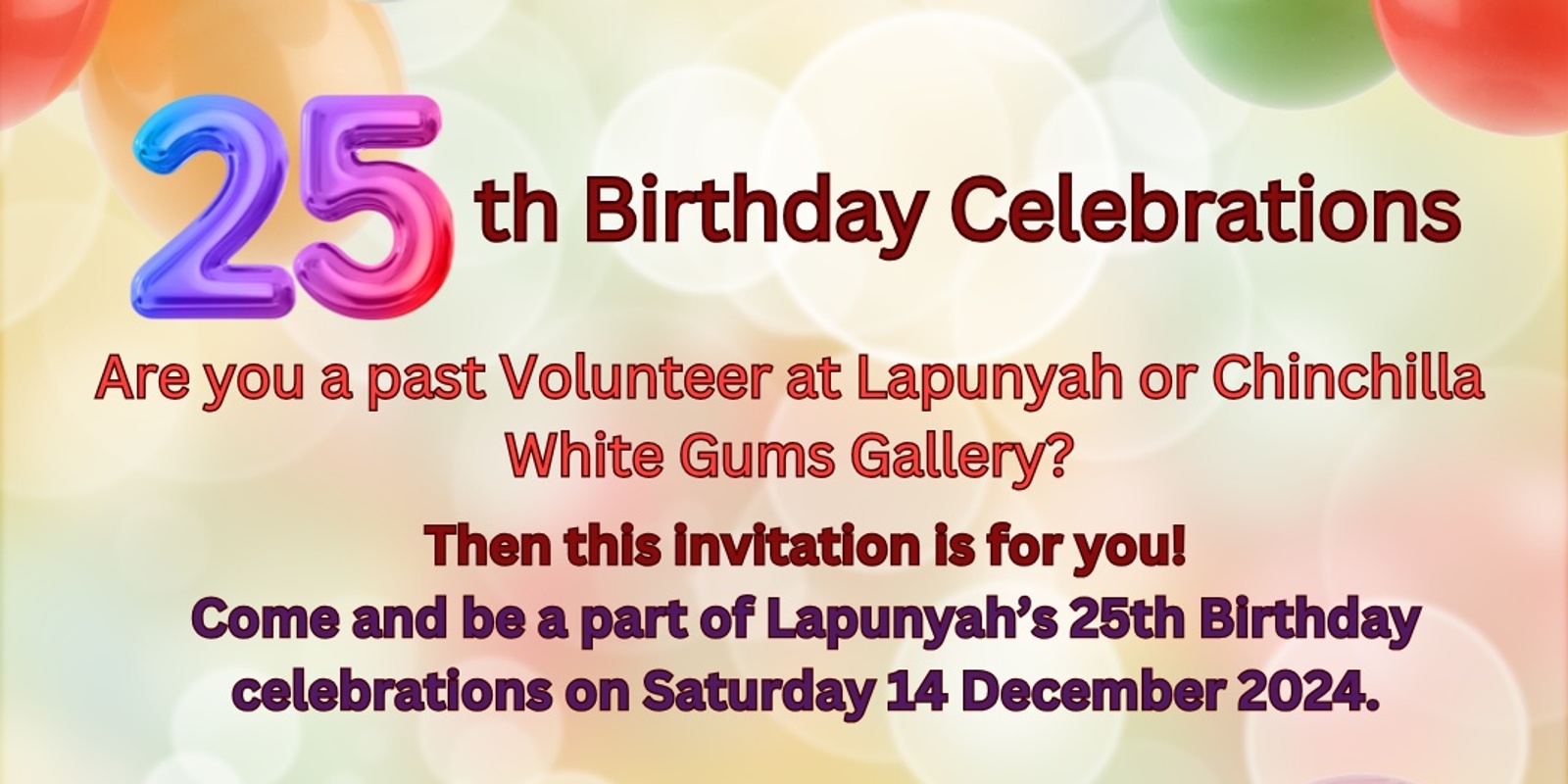 Banner image for 25th Birthday Celebrations Volunteer Afternoon Tea 