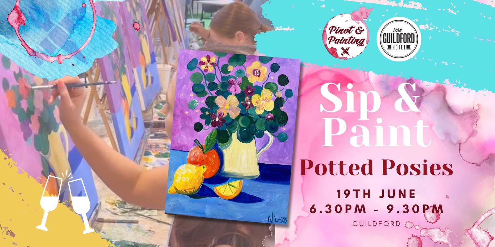 Banner image for Potted Posies - Sip & Paint @ The Guildford Hotel