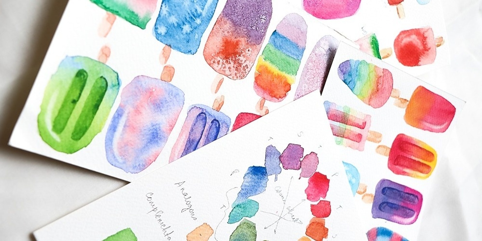 Banner image for Watercolour for Beginners - Rainbow Icy Poles with Emilie