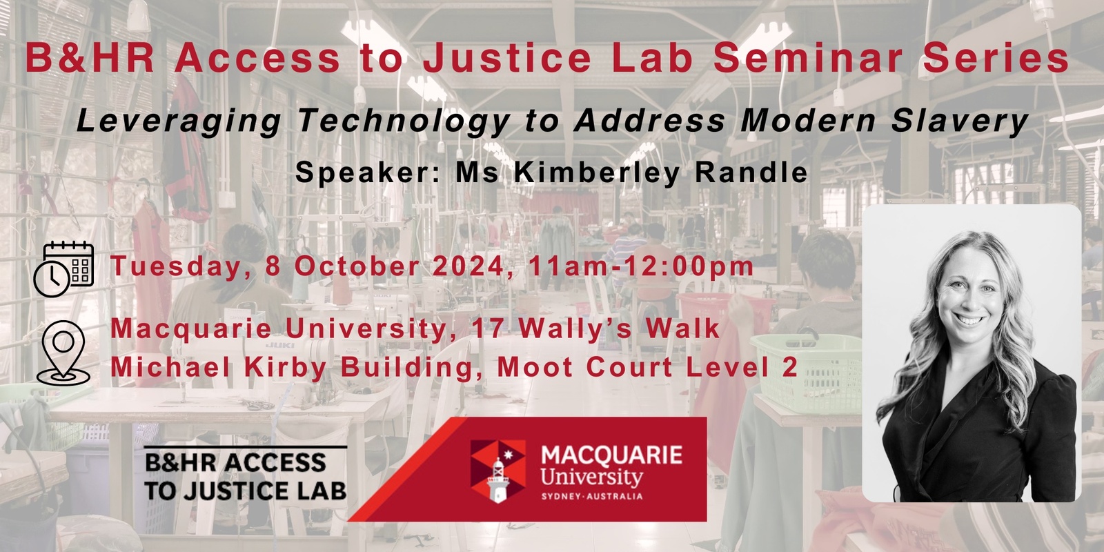 Banner image for B&HR Access to Justice Lab Seminar Series: Leveraging Technology to Address Modern Slavery 