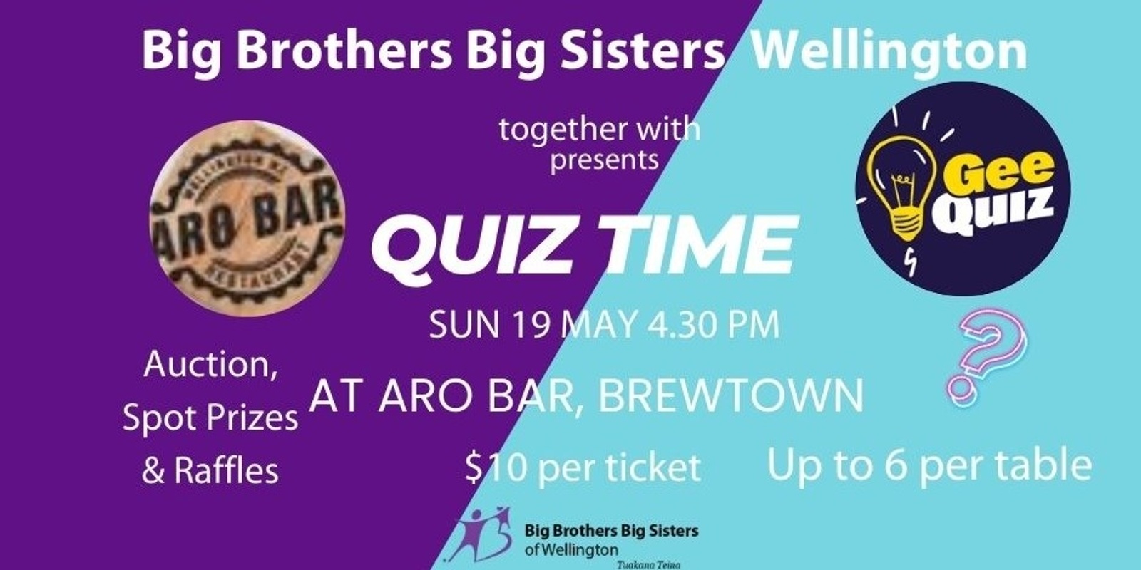 Banner image for Quiz @ Aro Bar, Brewtown supporting Big Brothers Big Sisters of Wellington
