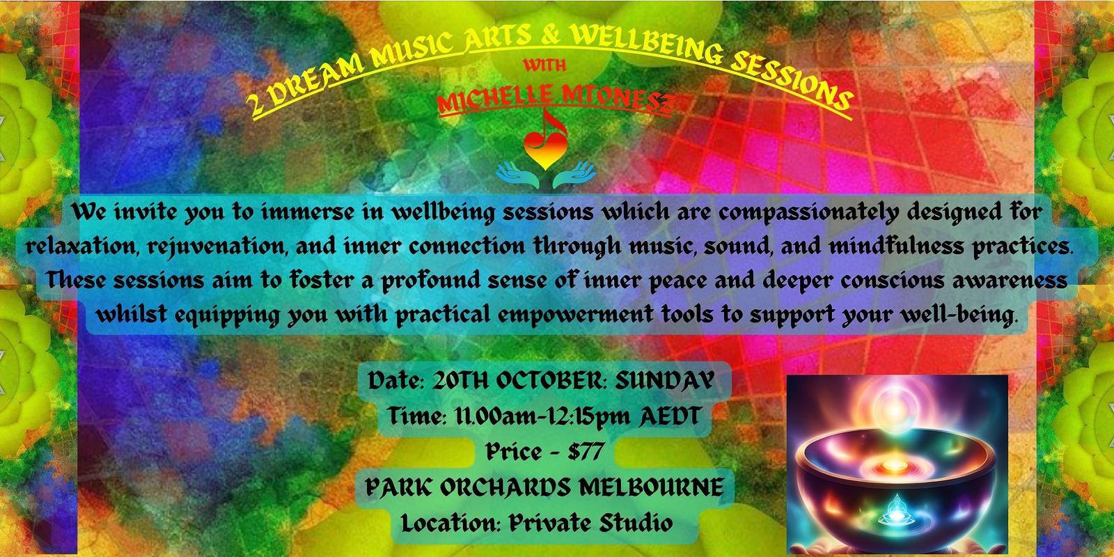 Banner image for 2Dream Music Arts & Wellbeing Sessions - Michelle MTonesZ