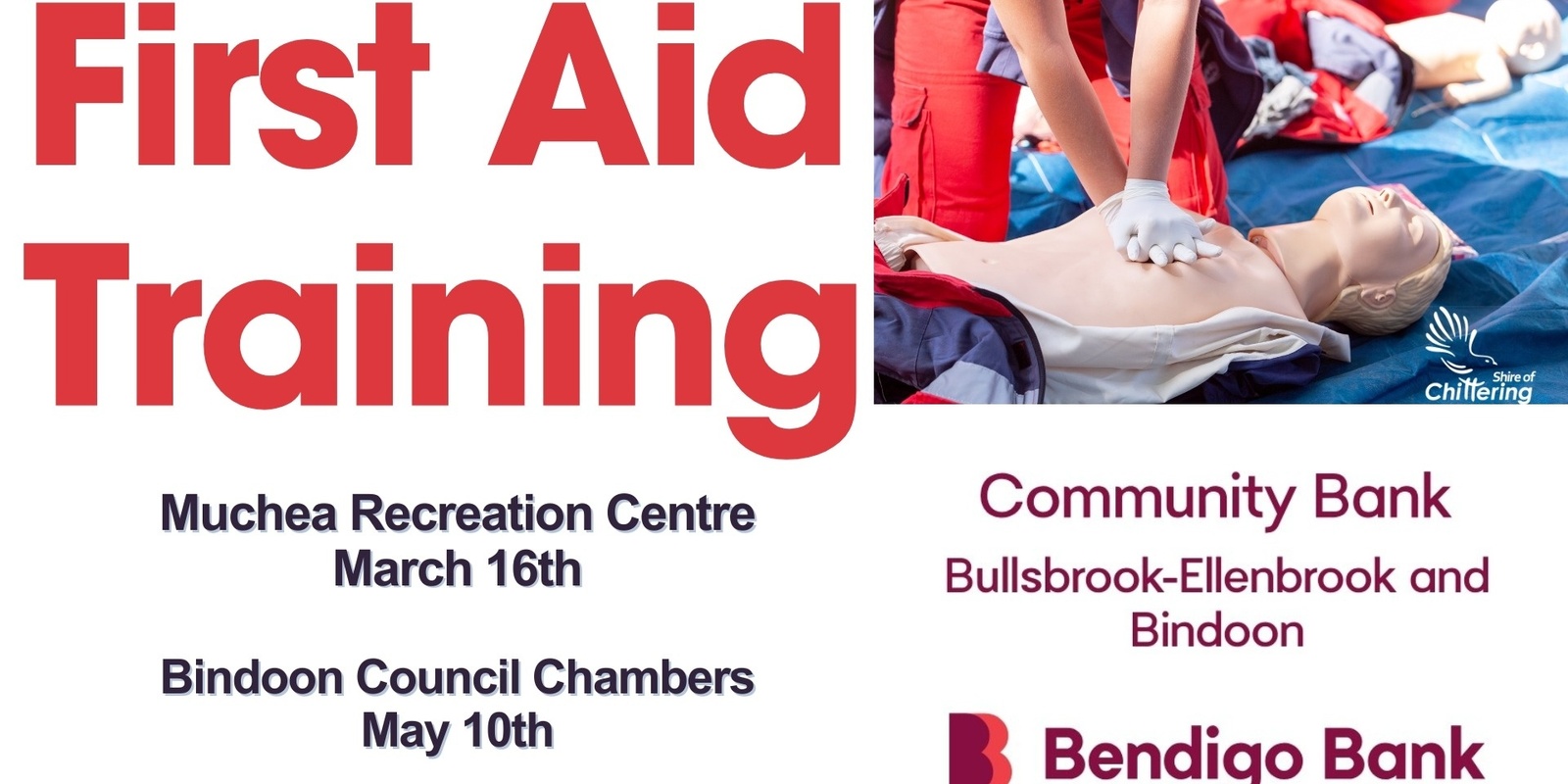 Banner image for Community First Aid Training Shire of Chittering Council Chambers Bindoon