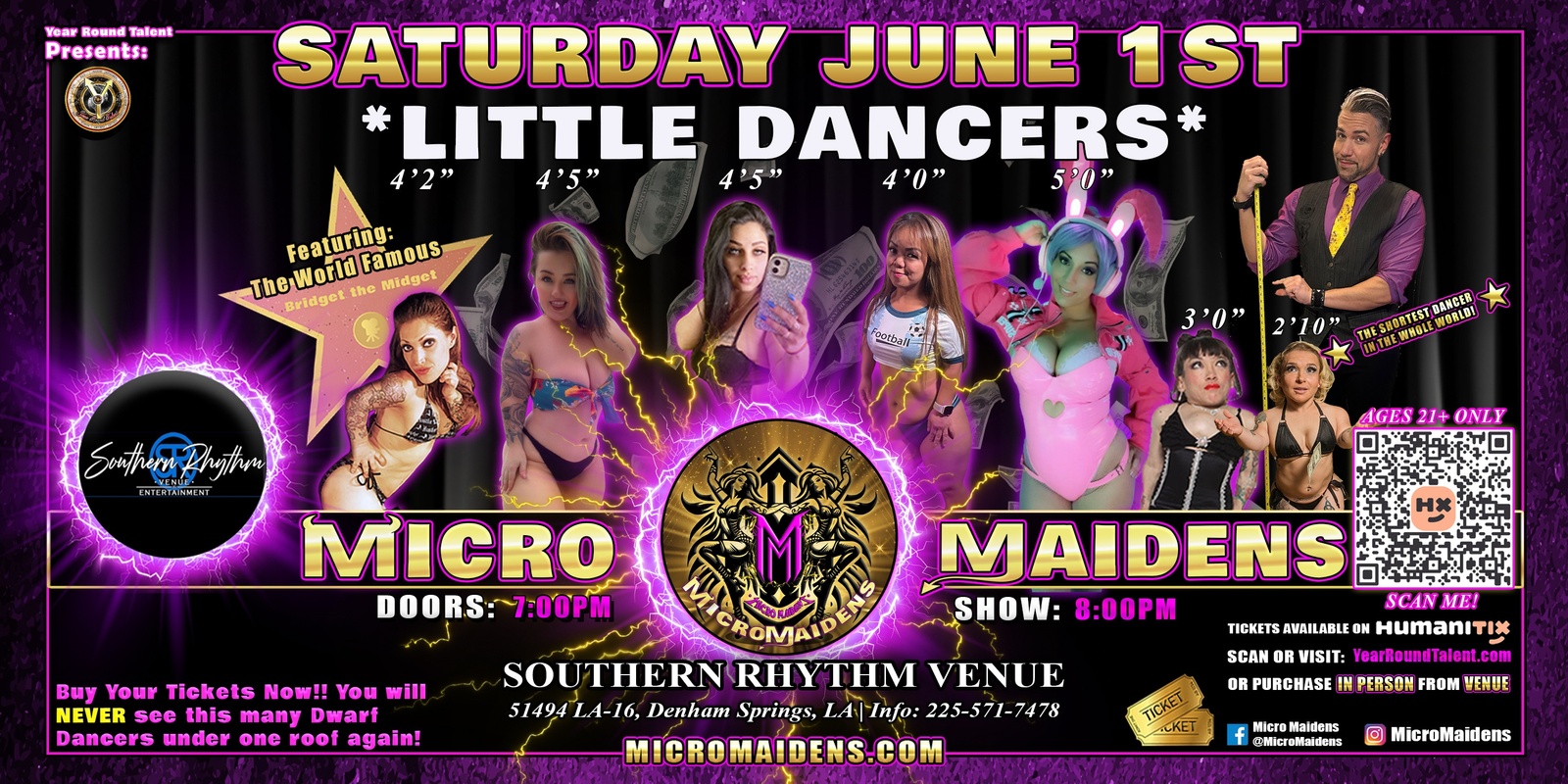 Banner image for Denham Springs, LA - Micro Maidens: The Show "Must Be This Tall to Ride!"