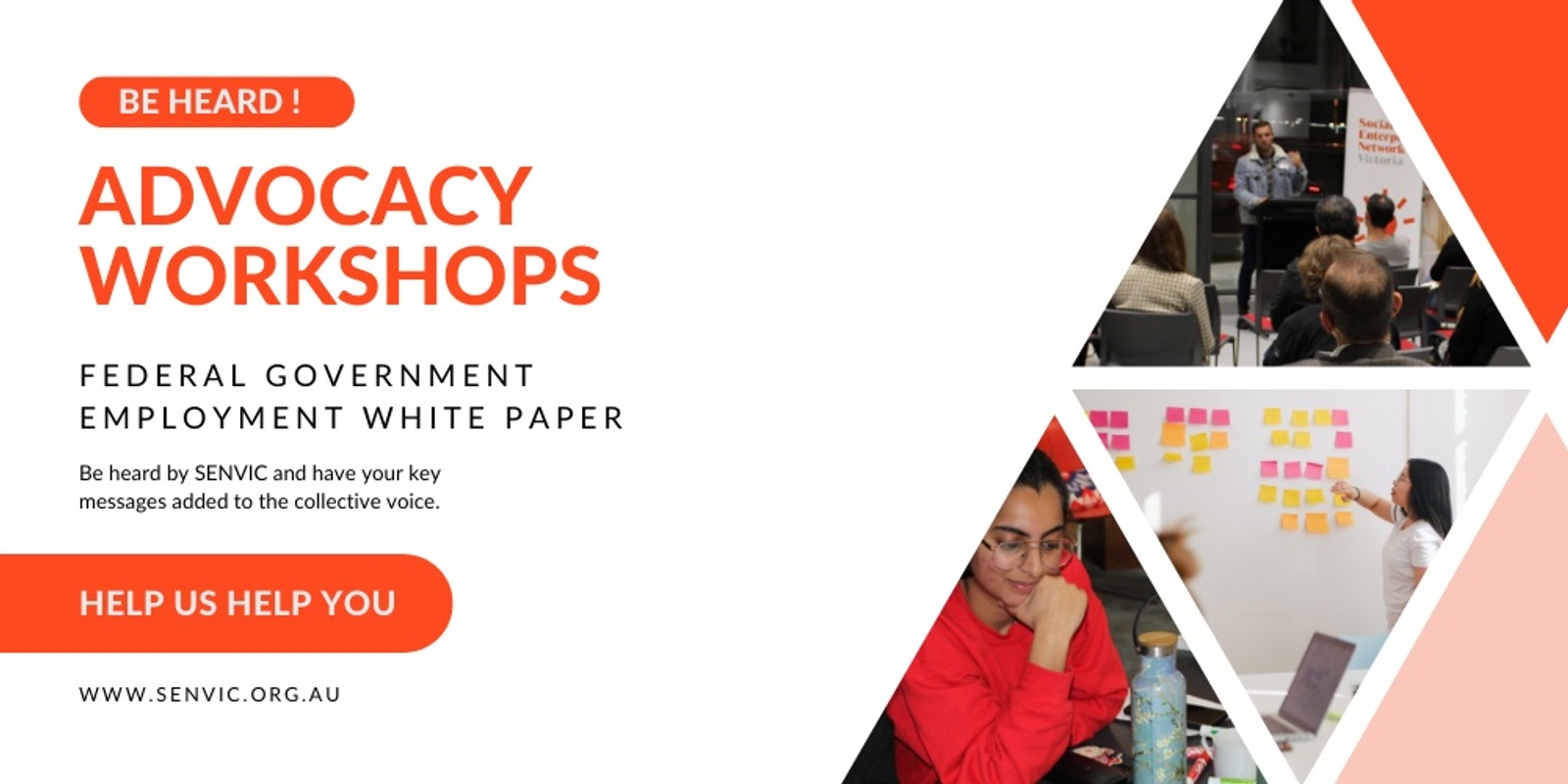 Banner image for SENVIC Advocacy Workshop - Federal Government Jobs White Paper