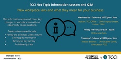 Banner image for TCCI Hot Topic - New workplace laws and what they mean for your business (Online)
