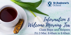 Banner image for Class Reps and Helpers, Information & Welcome Morning Tea 2023