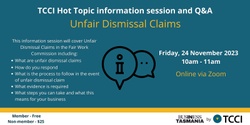 Banner image for TCCI Hot Topic - Unfair Dismissal Claims (Online)