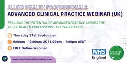 Banner image for AHP Advanced Practice Collective Webinar - Advanced Clinical Practice (UK)