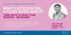 Banner image for Melbourne - What's Accelerating a Plant-Based World - Three Ways to Ready Your Business (For Purpose-led Founders)