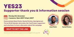 Banner image for Yes23 Supporter thank you and information session
