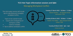 Banner image for TCCI Hot Topic - Managing Workplace Conflict (Launceston) 