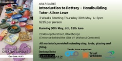 Banner image for Adult Workshop: Introduction to Pottery - Handbuilding 3 week block ( Workshop Code: ALHP1)