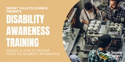 Banner image for Disability Awareness Training - Module 2:  How to provide good accessibility information 