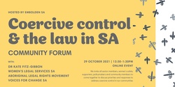 Banner image for Community Forum: Coercive Control and the Law in SA