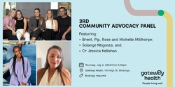 Banner image for Wodonga Community Advocacy Panel with Brent, Pip, Rose and Michelle Milthorpe; Solange Ntigonza; and, Cr Jessica Kellahan
