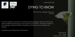 Banner image for Dying to Know: A GeCo Death Cafe 