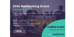 Banner image for DHA Christchurch Networking Event - Online