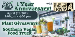 Banner image for "Trivia + Terrariums" 1-Year Anniversary Party at Rock n' Roots Plant Co. (Charleston, SC)