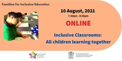 Banner image for ONLINE....BRISBANE Inclusive Classrooms: All children learning together (evening session)