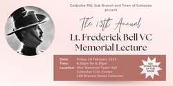Banner image for Annual Lieutenant Frederick Bell VC Memorial Lecture - 2023
