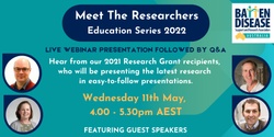Banner image for 'Meet The Researchers' - BDSRA Australia Education Series 2022