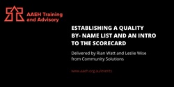 Banner image for Establishing a Quality By-Name List and an Introduction to the Scorecard  