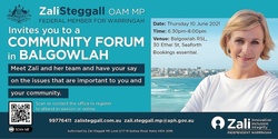 Banner image for Zali Steggall MP invites you to a Community Forum at Balgowlah RSL